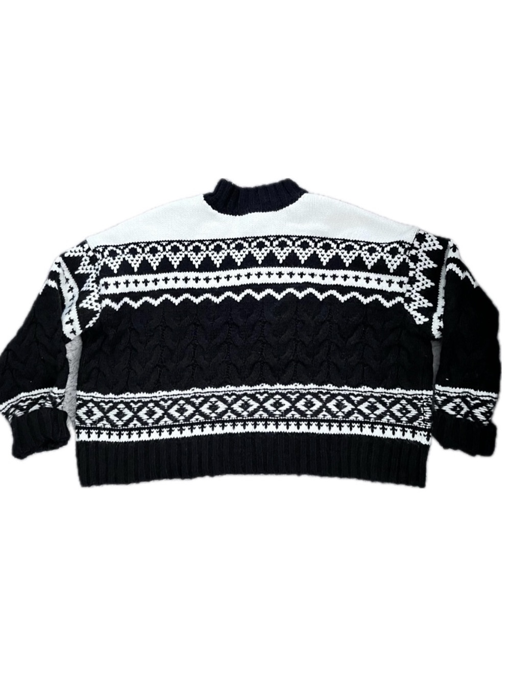 Francesca’s Black and White Patterned Nordic Sweater